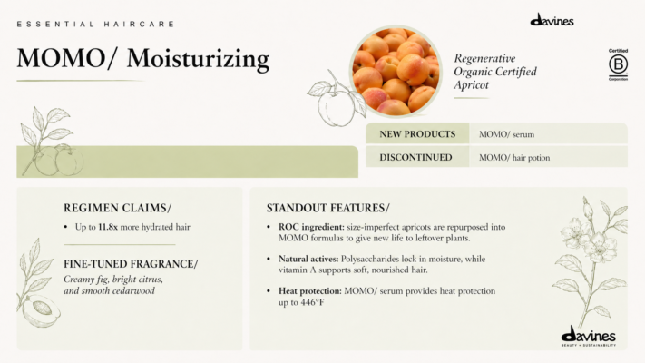 Davines Momo moisturizing line with new Momo serum